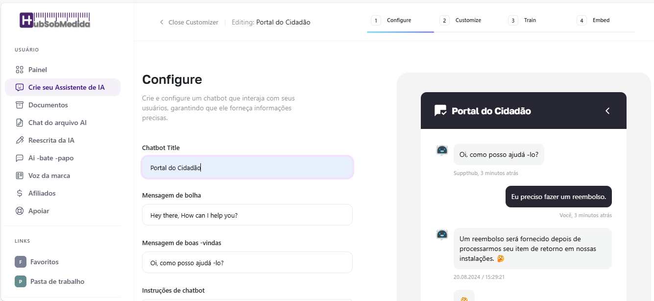 Image of HubSobMedida.ai dashboard